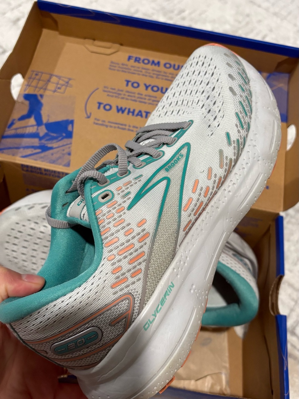 Brooks Women's Glycerin Running Shoes - Teal, Coral, Gray